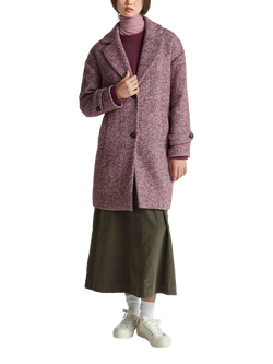 Benetton Herringbone Wool Blend Coat, Red/White