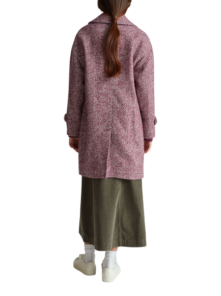 Benetton Herringbone Wool Blend Coat - view 2, Red/White