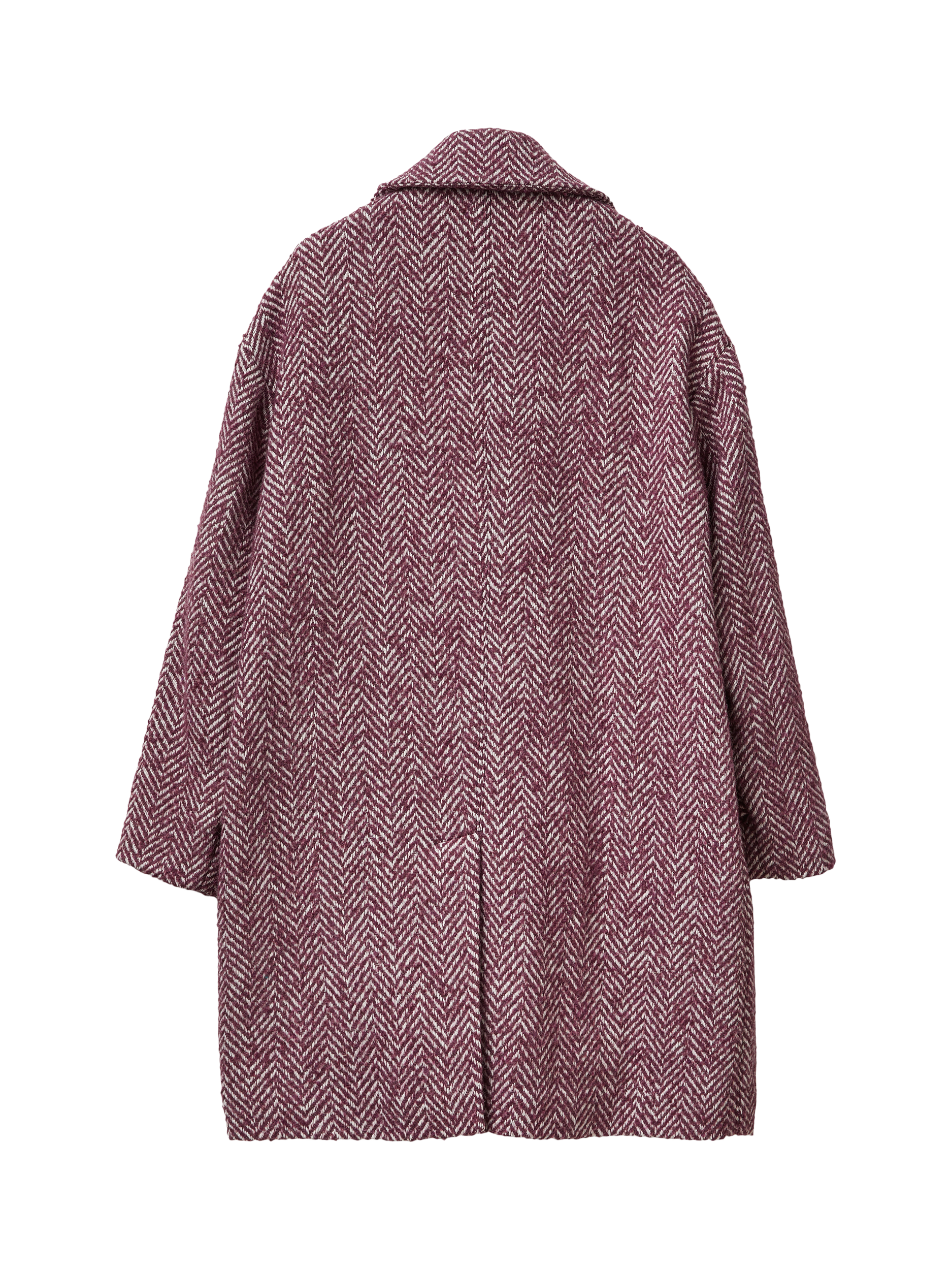 Product image 5 of 6, which shows Benetton Herringbone Wool Blend Coat, Red/White, XS