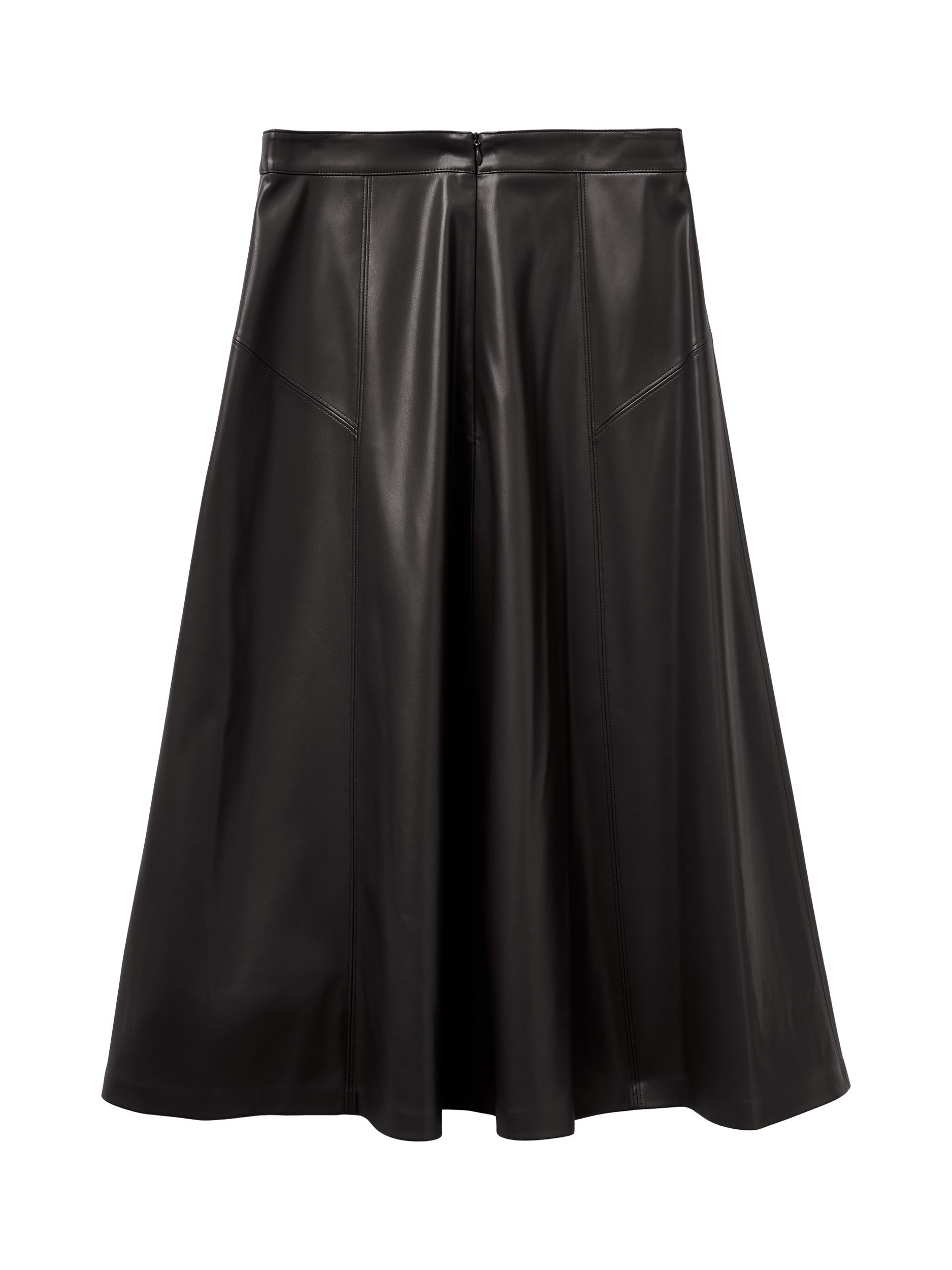 Product image 2 of 3, which shows Benetton Flared PU Leather Midi Skirt , Black, 16