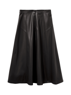 Benetton Flared PU Leather Midi Skirt - view 2, Black