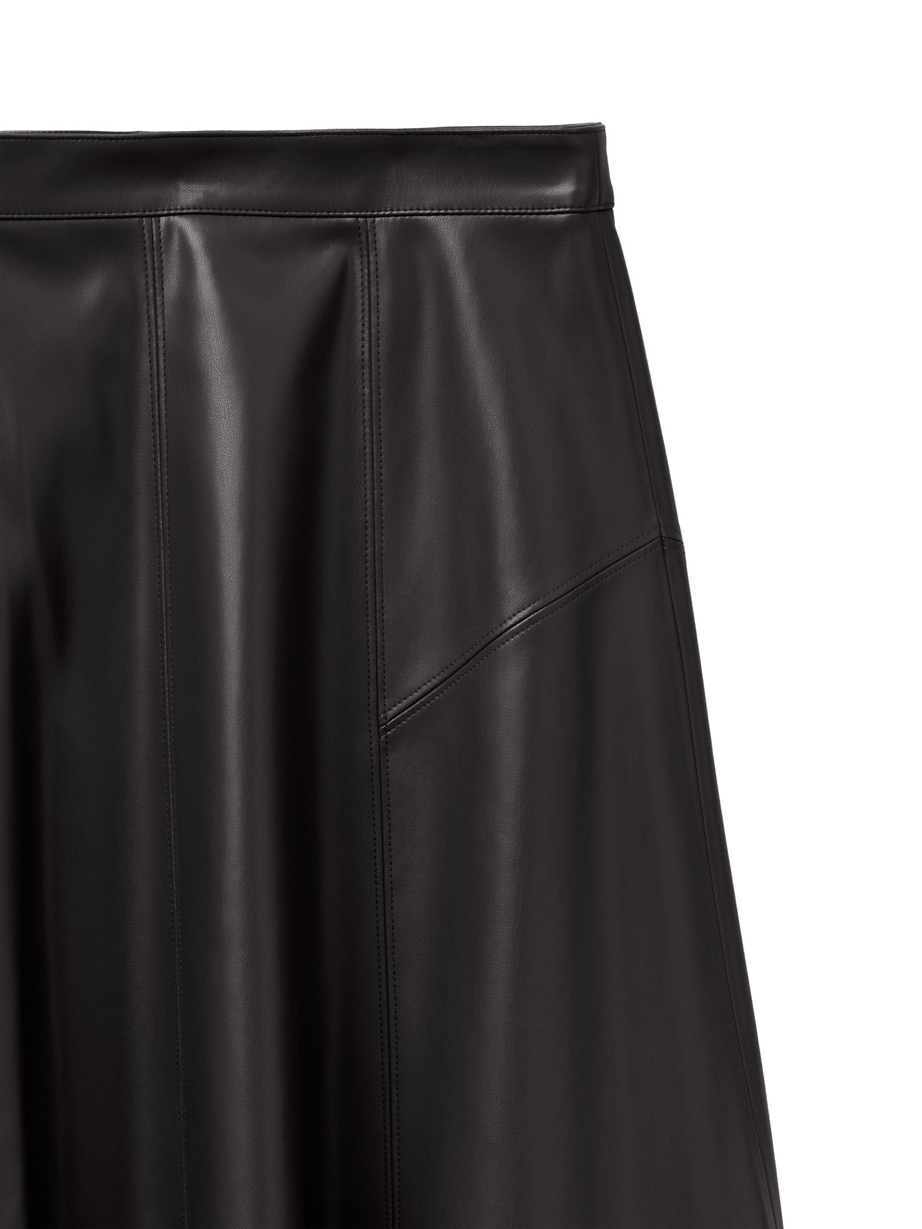 Product image 3 of 3, which shows Benetton Flared PU Leather Midi Skirt , Black, 16