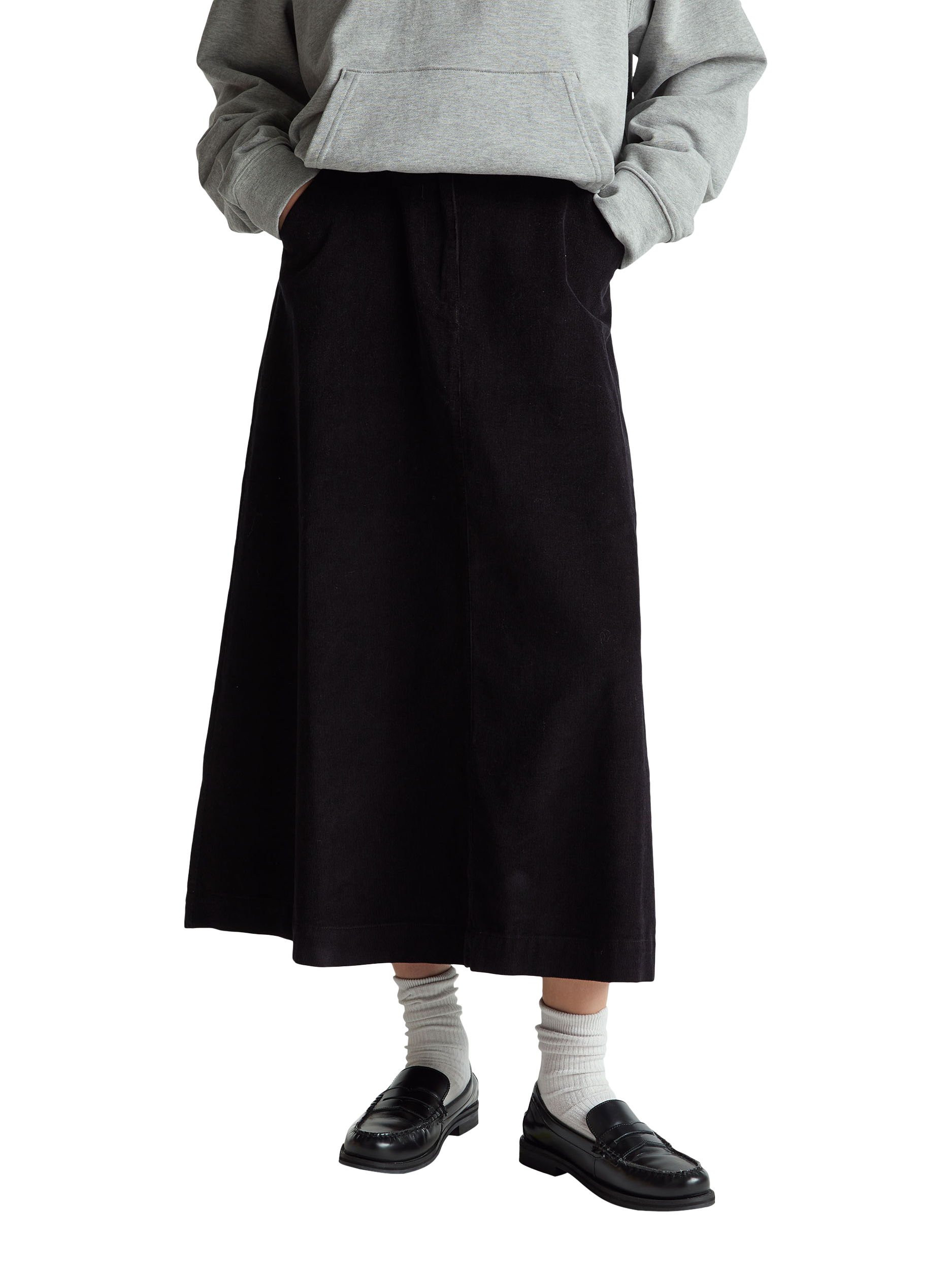 Benetton Flared Velvet Midi Skirt