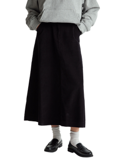 Benetton Flared Velvet Midi Skirt, Black