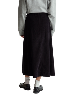 Benetton Flared Velvet Midi Skirt - view 2, Black