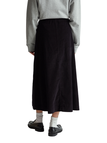 Benetton Flared Velvet Midi Skirt - view 2, Black