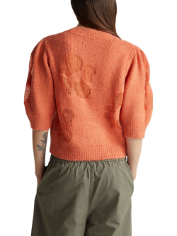 Benetton Crew Neck Floral Intarsia Knit Jumper - view 2, Red