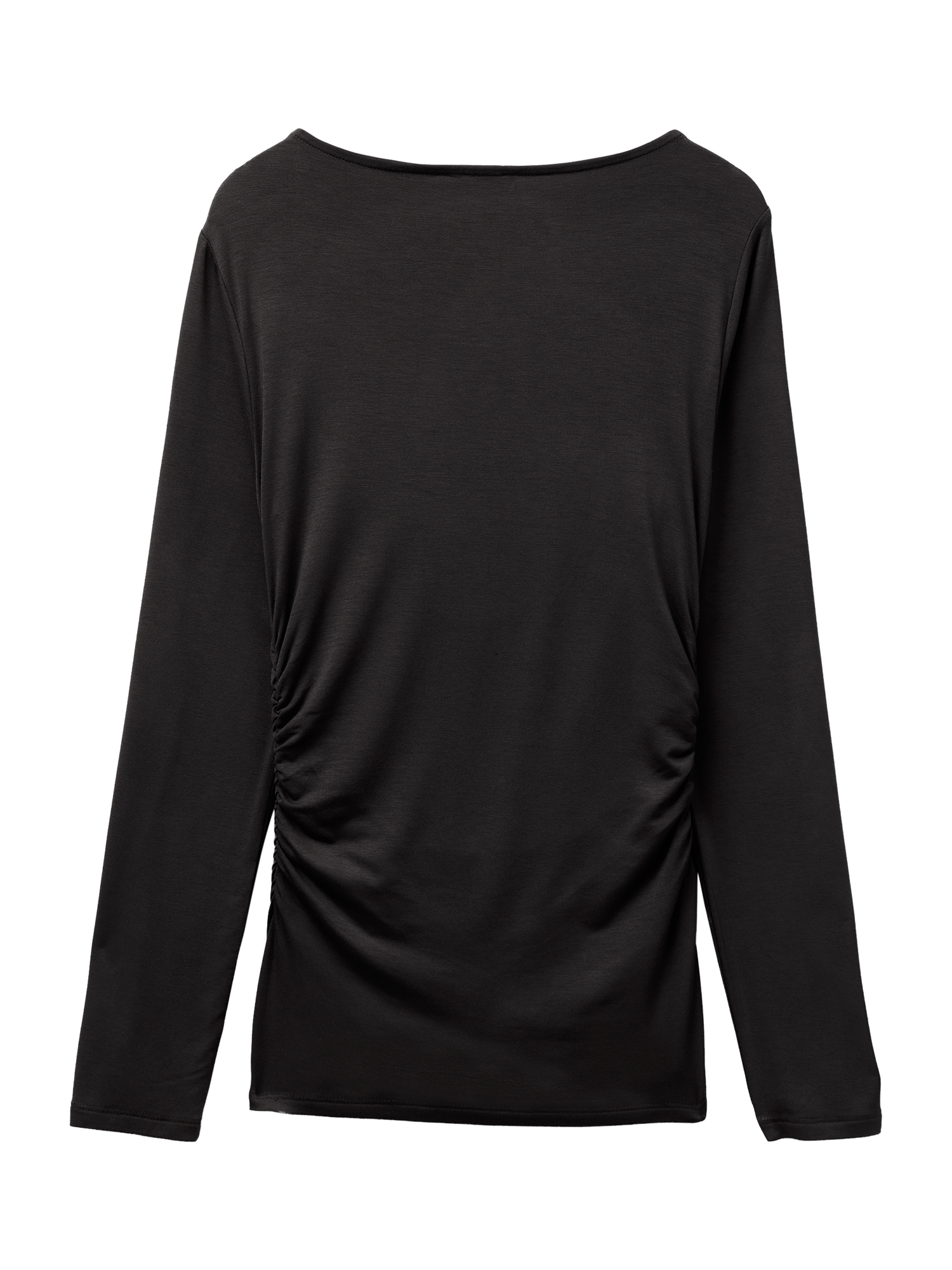 Product image 2 of 3, which shows Benetton Ruched Long Sleeve T-Shirt , Black, XS