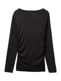 Benetton Ruched Long Sleeve T-Shirt - view 2, Black