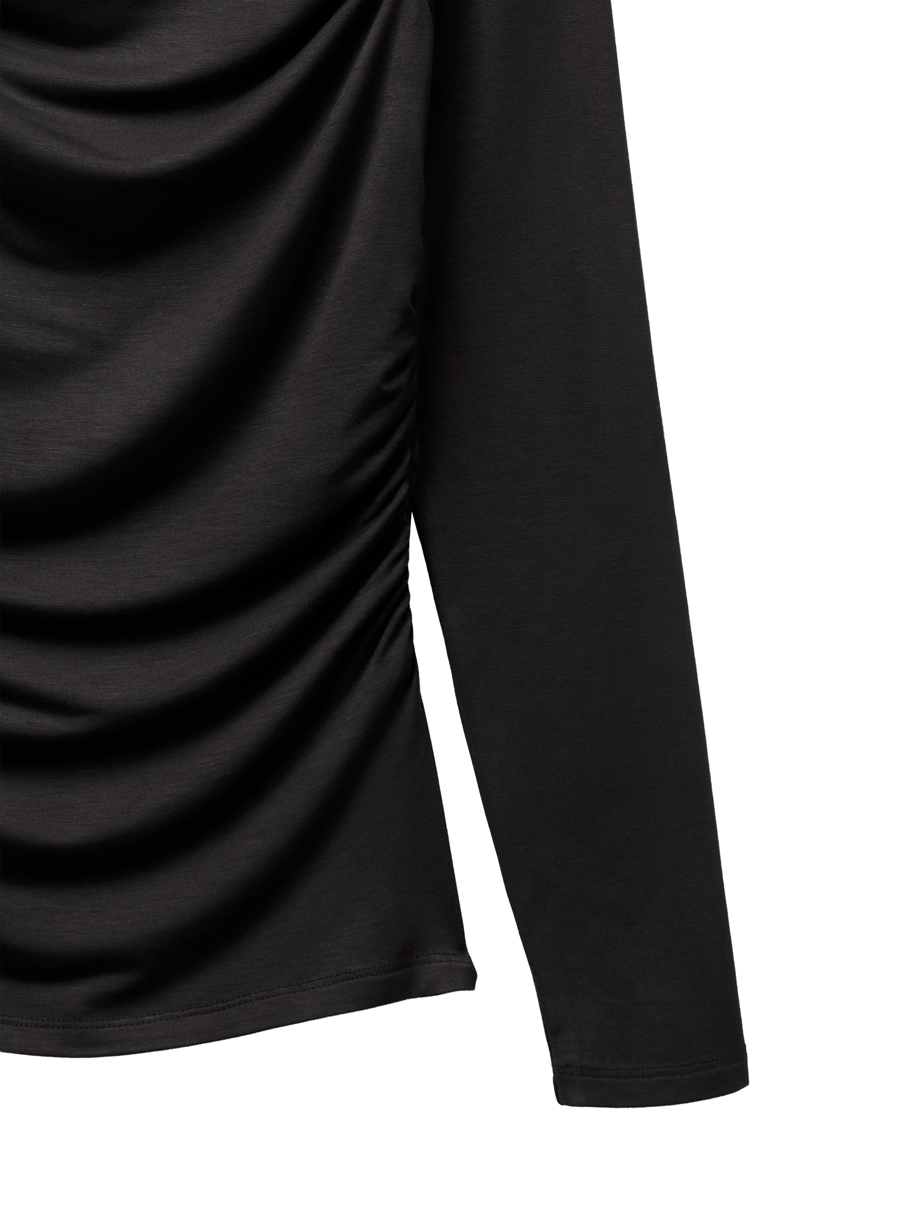 Product image 3 of 3, which shows Benetton Ruched Long Sleeve T-Shirt , Black, XS