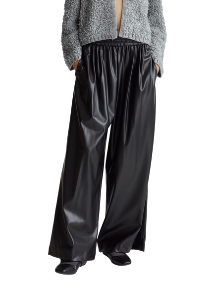Benetton PU Wide Leg Trousers, Black
