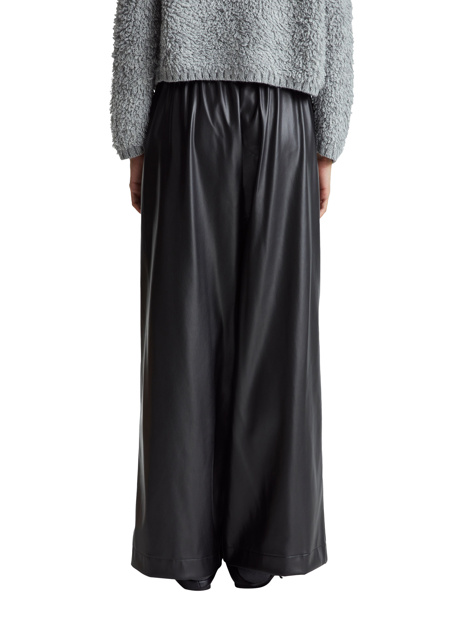 Product image 2 of 6, which shows Benetton PU Wide Leg Trousers , Black, XS