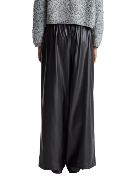 Benetton PU Wide Leg Trousers - view 2, Black