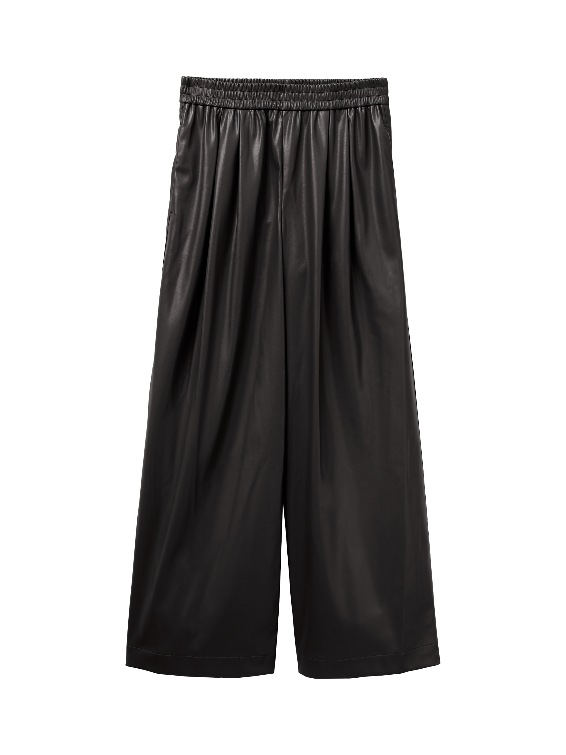 Product image 4 of 6, which shows Benetton PU Wide Leg Trousers , Black, XS
