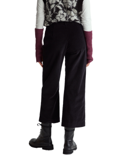 Benetton Straight Cropped Corduroy Trousers, Black - view 2, Black