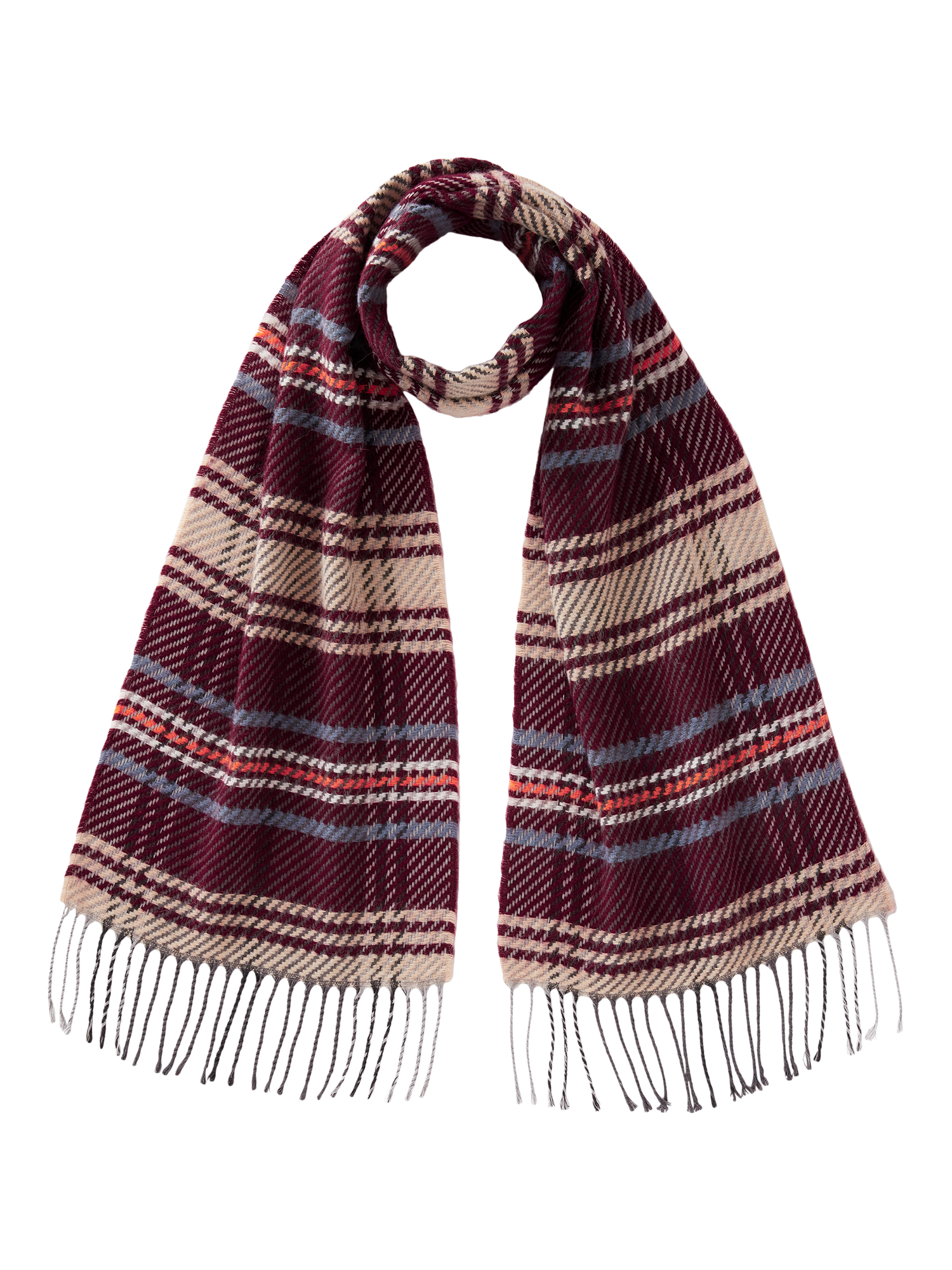 Product image 1 of 2, which shows Benetton Check Cotton Blend Scarf, Red/Multi, One Size
