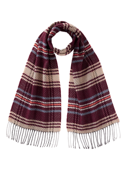 Benetton Check Cotton Blend Scarf, Red/Multi, Red/Multi