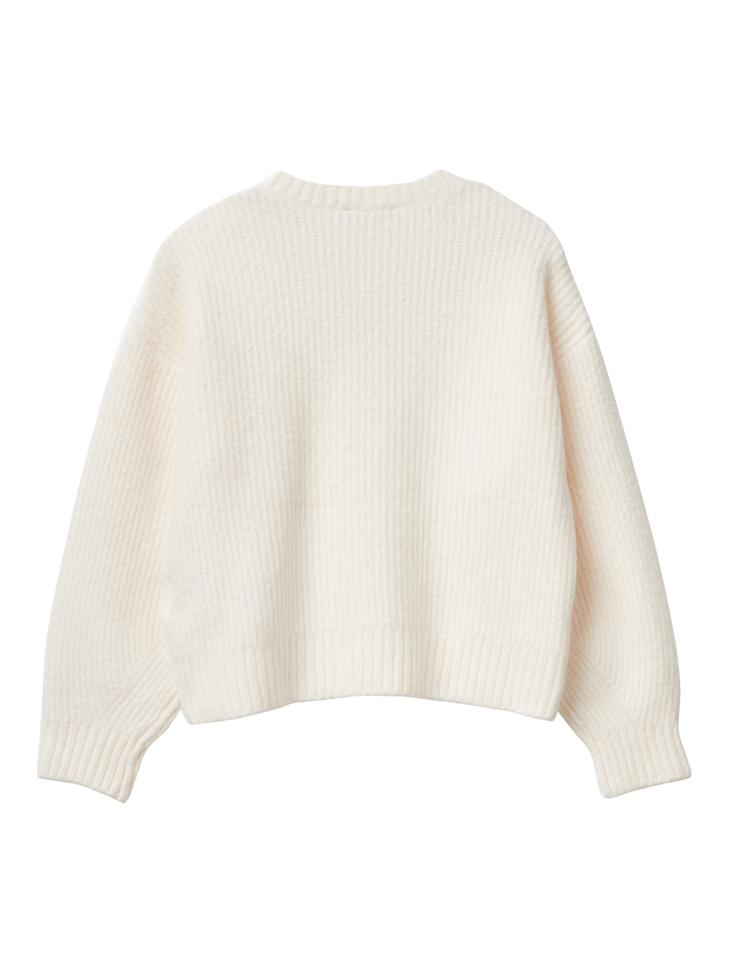Product image 2 of 3, which shows Benetton Kids' Cotton Blend Crew Neck Jumper, White, 11-12 years