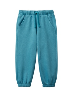 Benetton Kids' Cotton Blend Drawstring Joggers, Blue, Blue