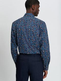 Ben Sherman Cotton Blend Regular Fit Floral Shirt, Dark Navy - view 2, Dark Navy