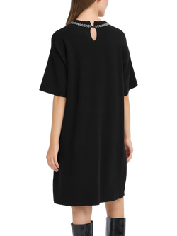 ICHI Dorise Round Neck Knitted A-Line Dress - view 2, Black