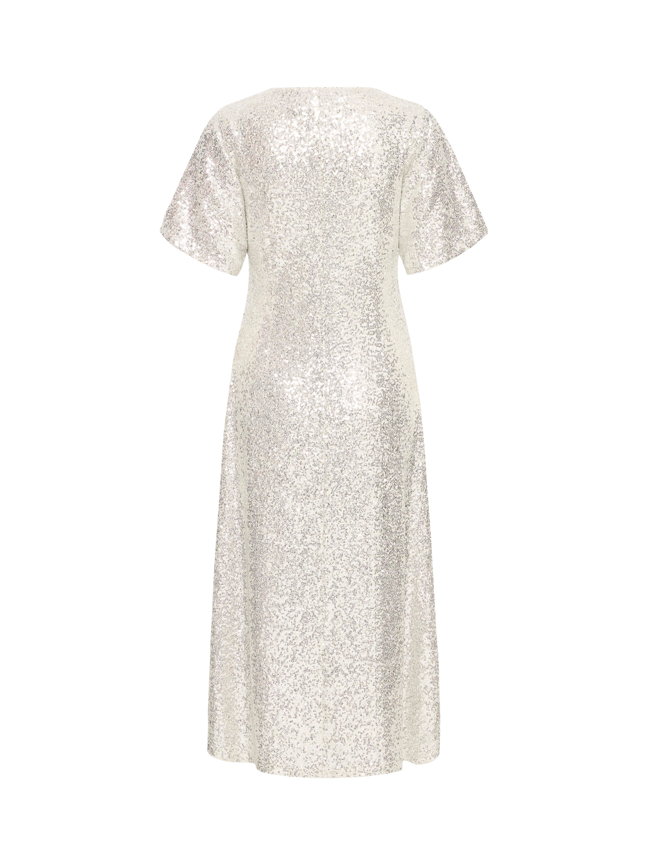 Product image 6 of 7, which shows ICHI Fauca Sequin A-Line Midi Dress , Frosted Almond, XS