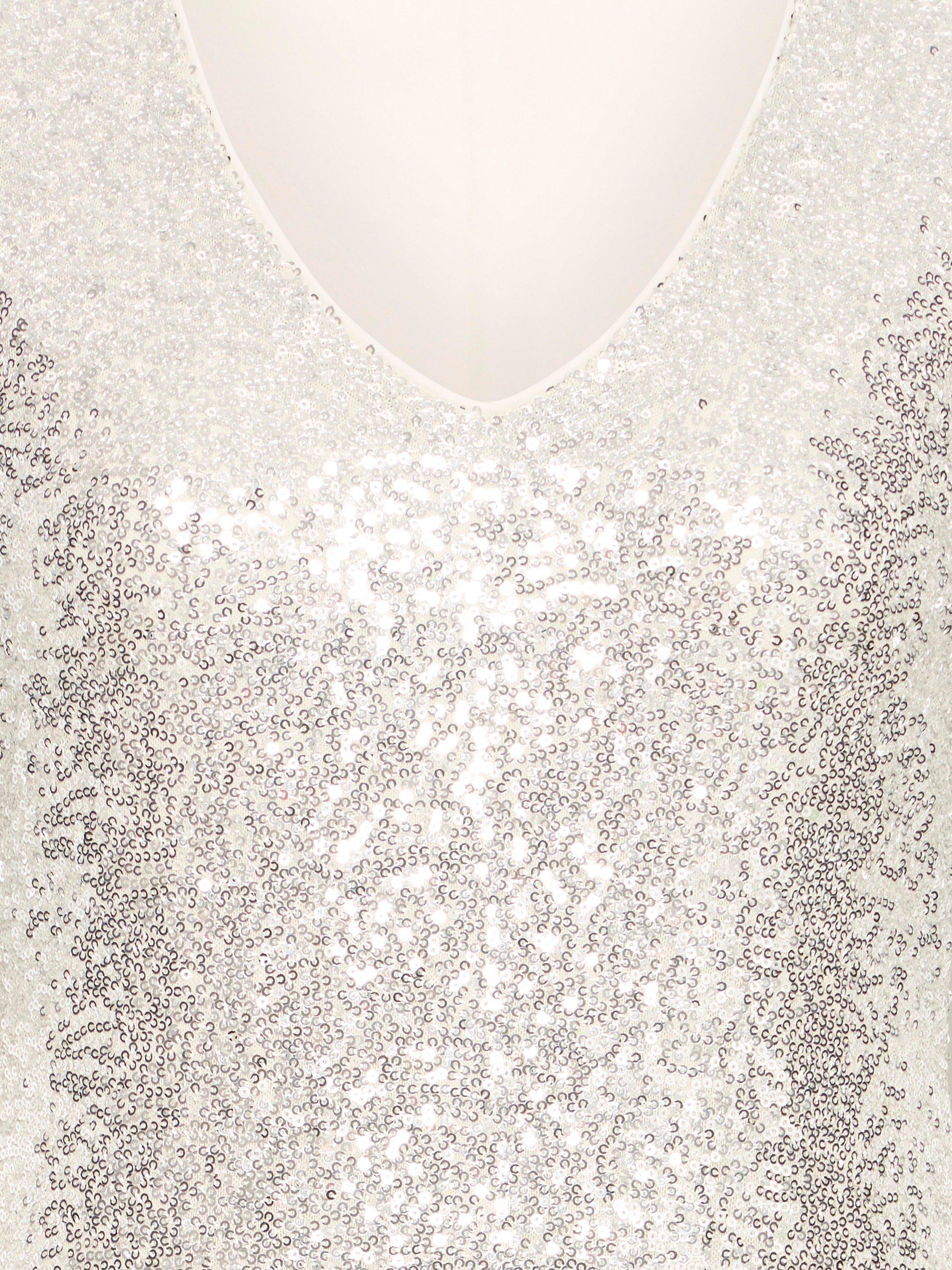 Product image 7 of 7, which shows ICHI Fauca Sequin A-Line Midi Dress , Frosted Almond, XS