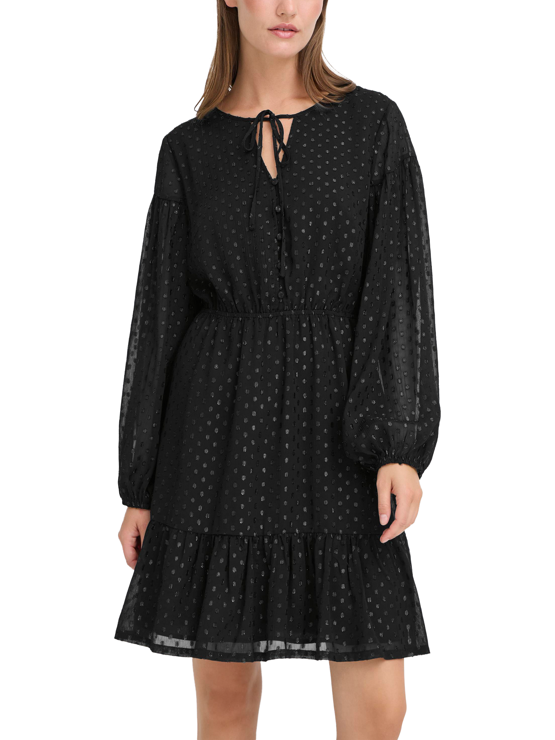 Product image 1 of 7, which shows ICHI Glowi Shimmer Spot Dress, Black, 8