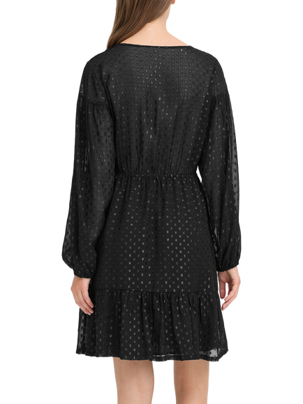 ICHI Glowi Shimmer Spot Dress, Black - view 2, Black
