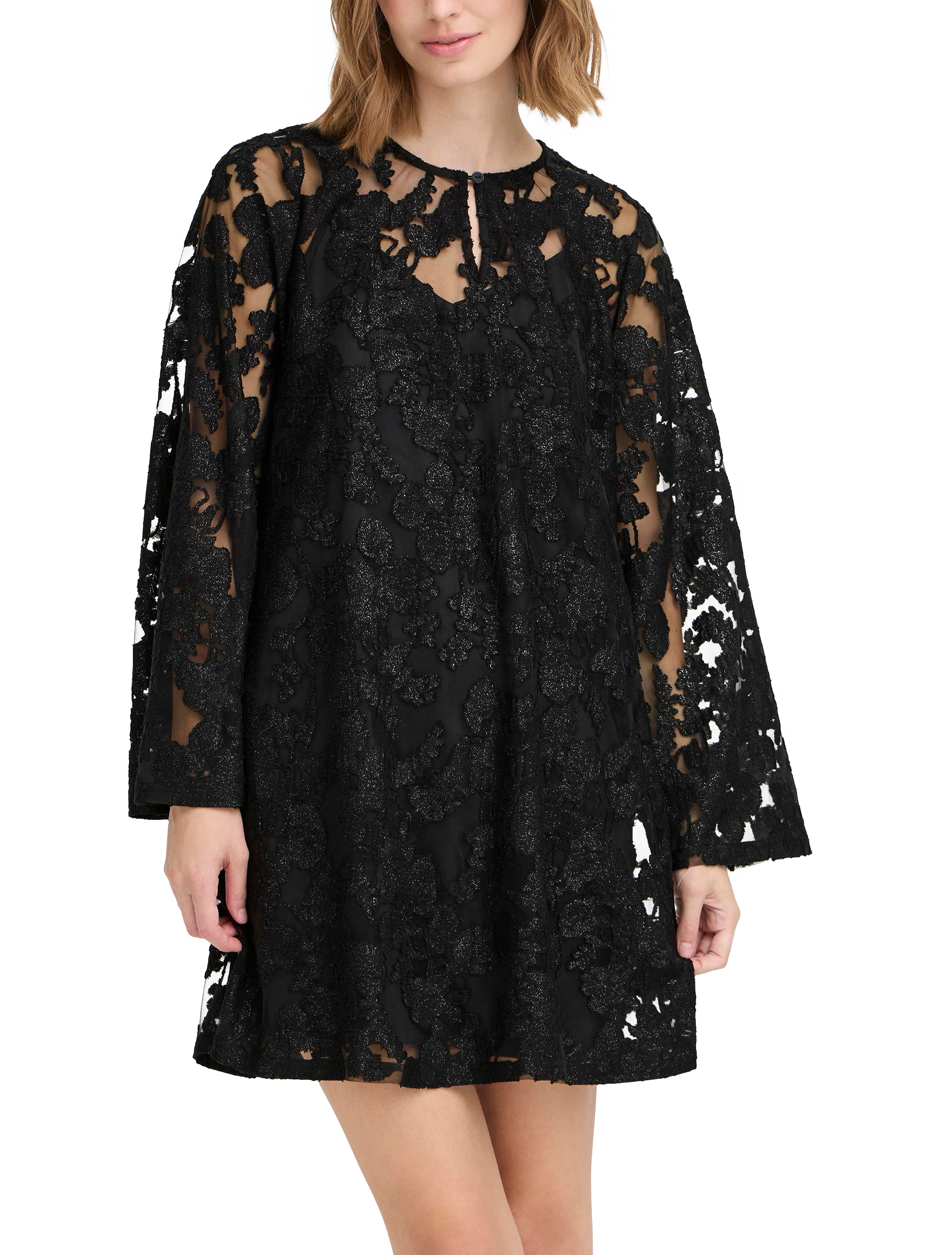 Product image 1 of 7, which shows ICHI Lineo Lace Dress, Black, 8