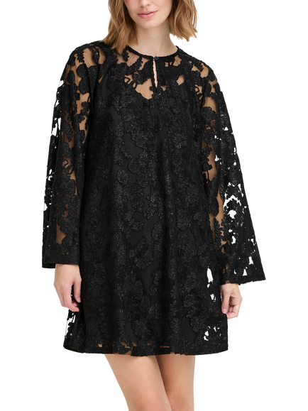ICHI Lineo Lace Dress, Black, Black