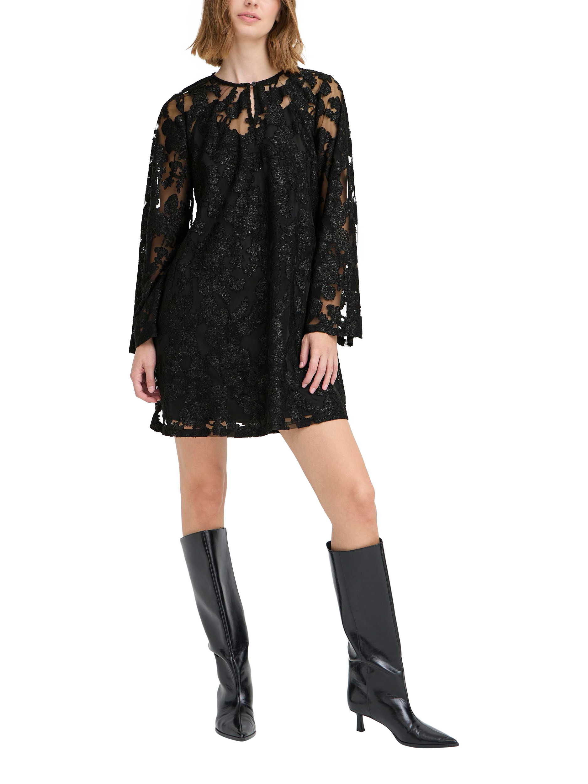 Product image 3 of 7, which shows ICHI Lineo Lace Dress, Black, 8