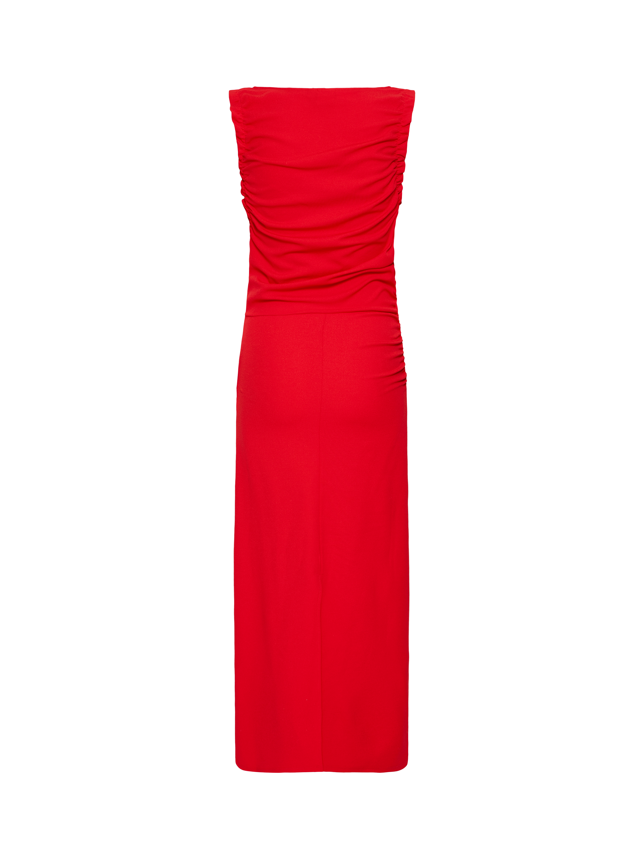 Product image 6 of 11, which shows ICHI Matine Slash Neck Ruched Maxi Dress , Racing Red, XS