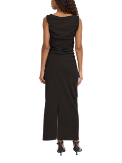 ICHI Matine Slash Neck Ruched Maxi Dress - view 2, Black