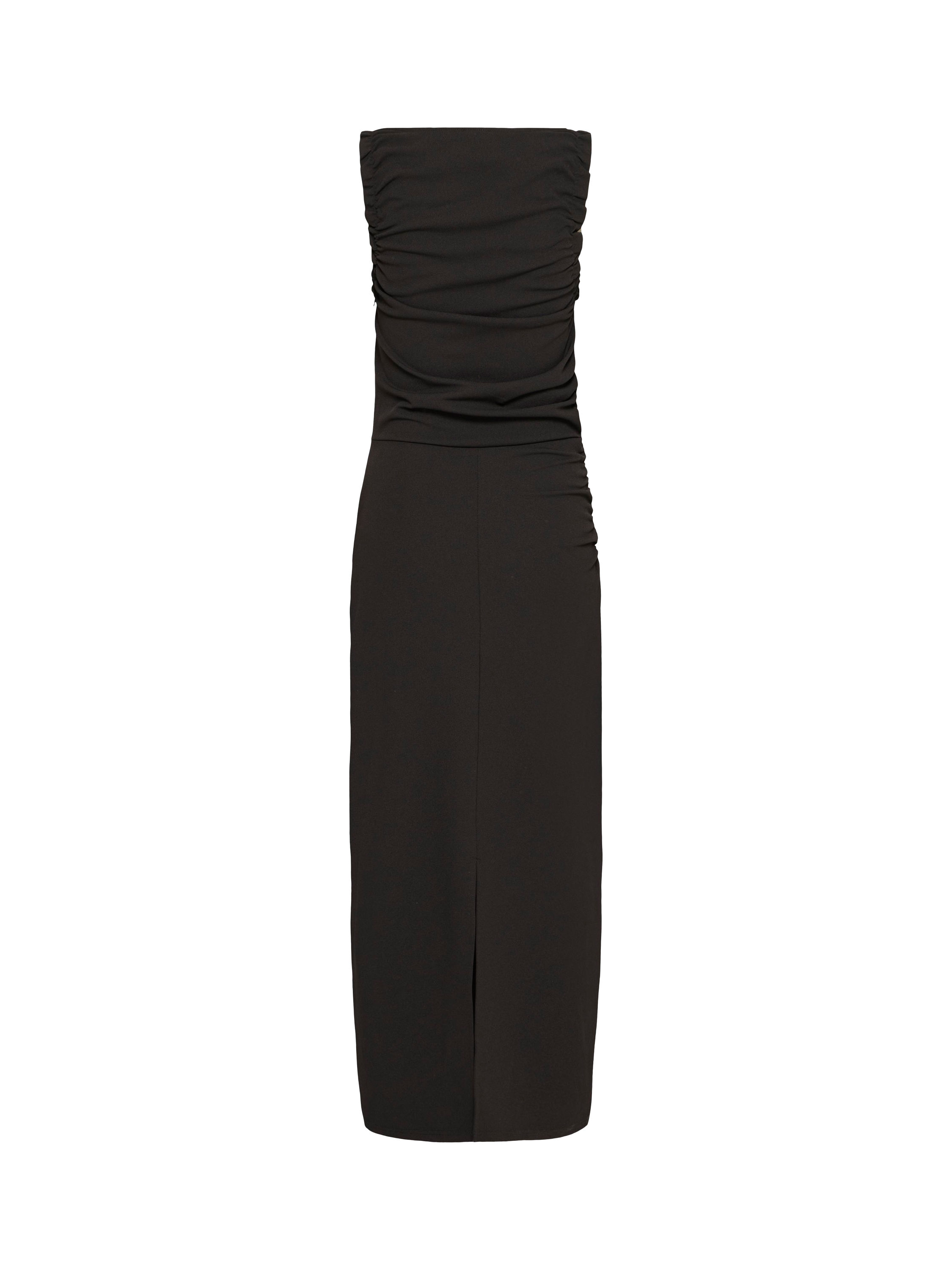 Product image 6 of 7, which shows ICHI Matine Slash Neck Ruched Maxi Dress , Black, XS