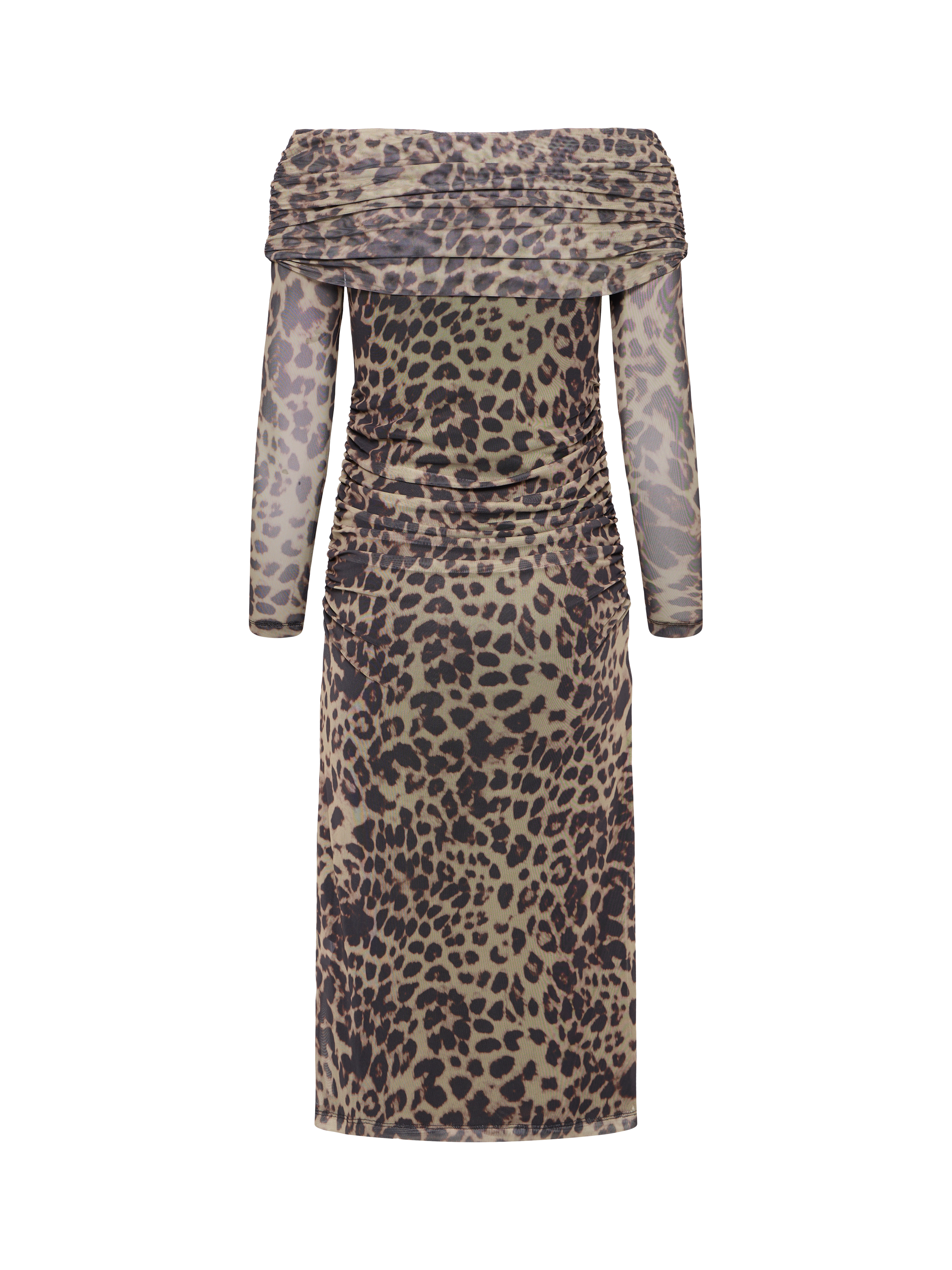 Product image 6 of 7, which shows ICHI Parda Leopard Print Midi Dress , Black/Multi, XS