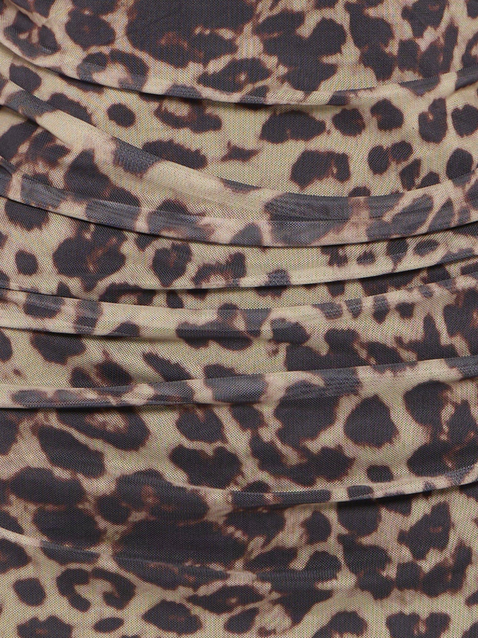 Product image 7 of 7, which shows ICHI Parda Leopard Print Midi Dress , Black/Multi, XS