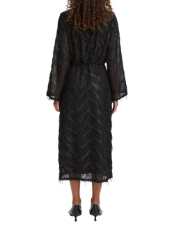 ICHI Chici Shimmer Wrap Midi Dress, Black - view 2, Black