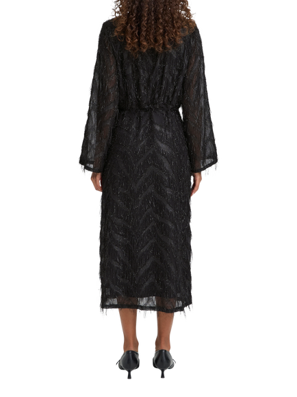 ICHI Chici Shimmer Wrap Midi Dress, Black - view 2, Black