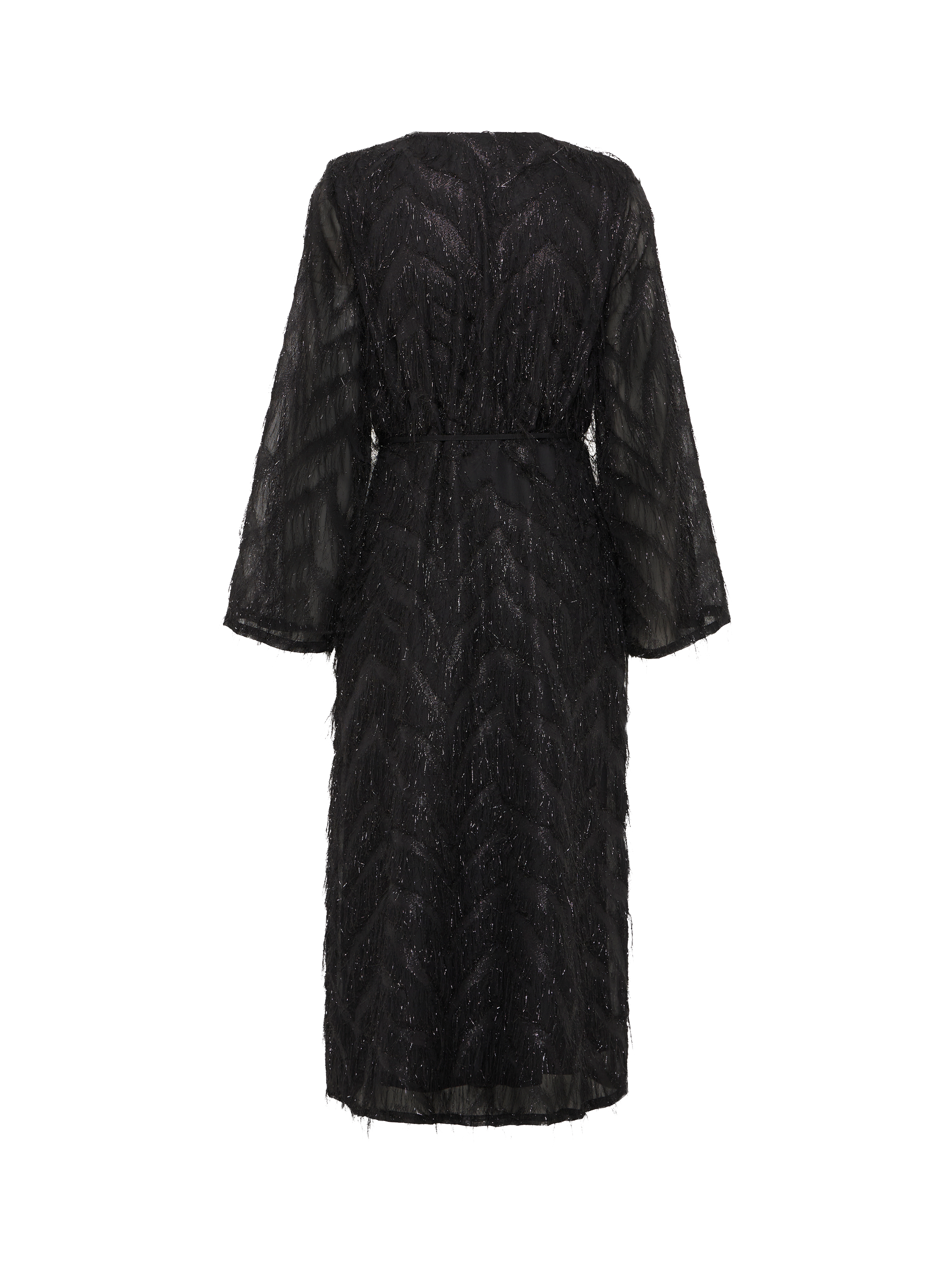 Product image 6 of 7, which shows ICHI Chici Shimmer Wrap Midi Dress, Black, 8