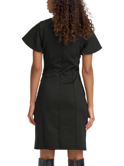 ICHI Kate Ruched Round Neck Mini Dress - view 2, Black