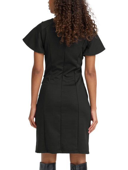 ICHI Kate Ruched Round Neck Mini Dress - view 2, Black