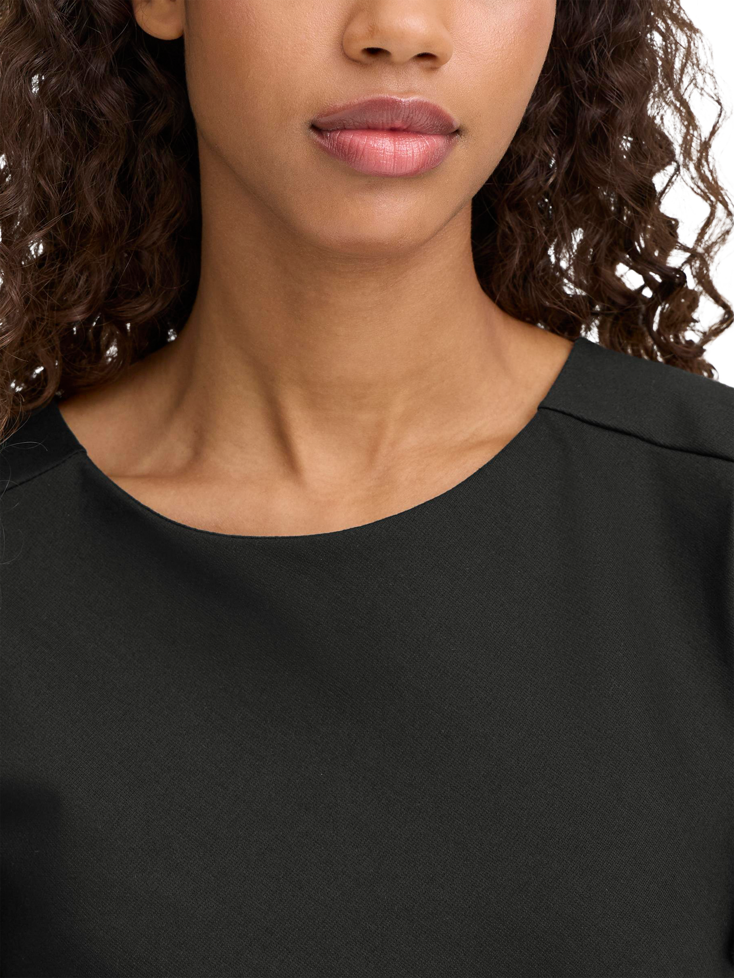 Product image 4 of 7, which shows ICHI Kate Ruched Round Neck Mini Dress , Black, XS