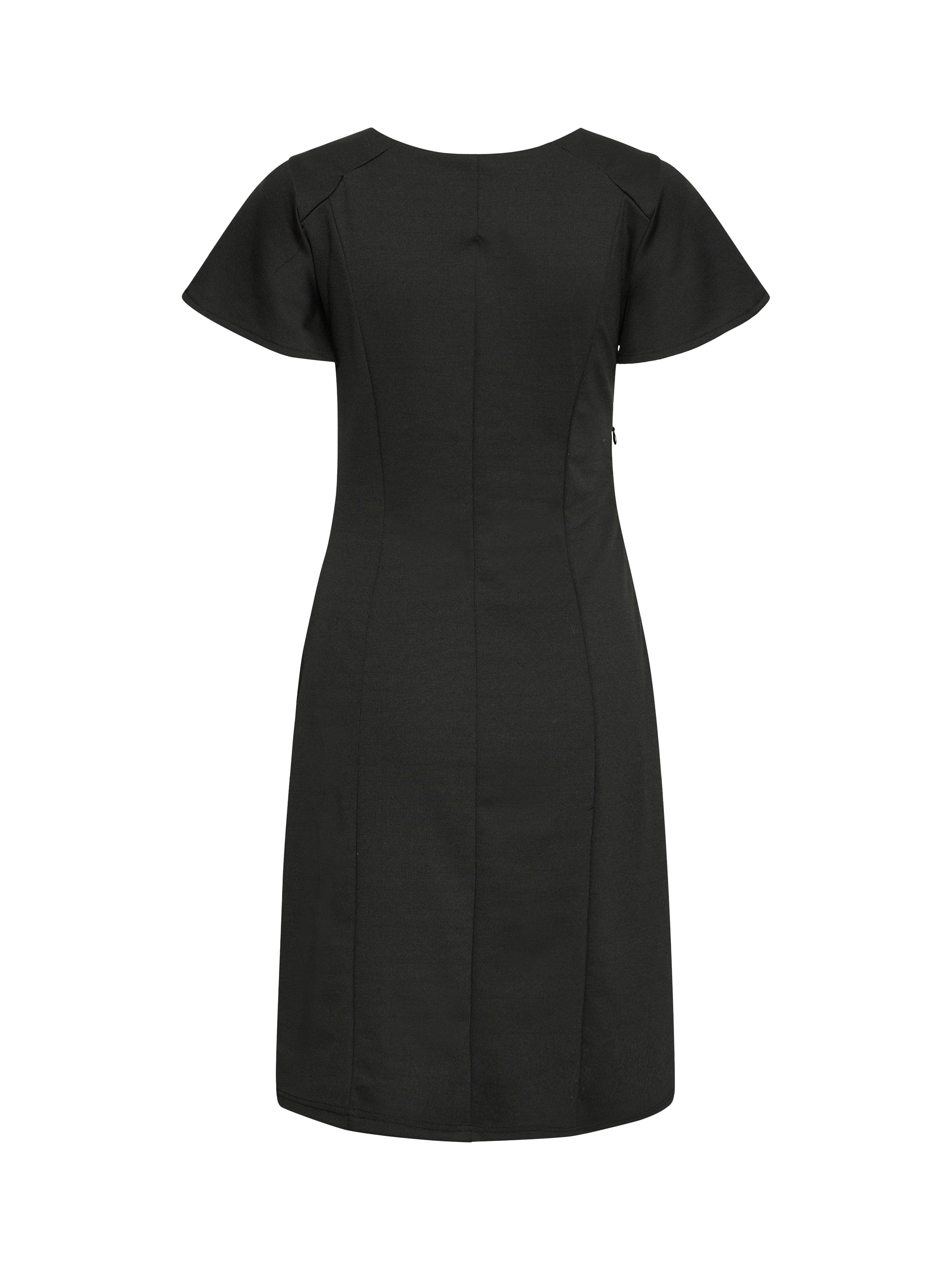 Product image 6 of 7, which shows ICHI Kate Ruched Round Neck Mini Dress , Black, XS
