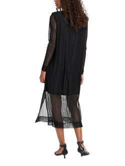 ICHI Laccy Pleated Shimmer Midi Dress, Black - view 2, Black