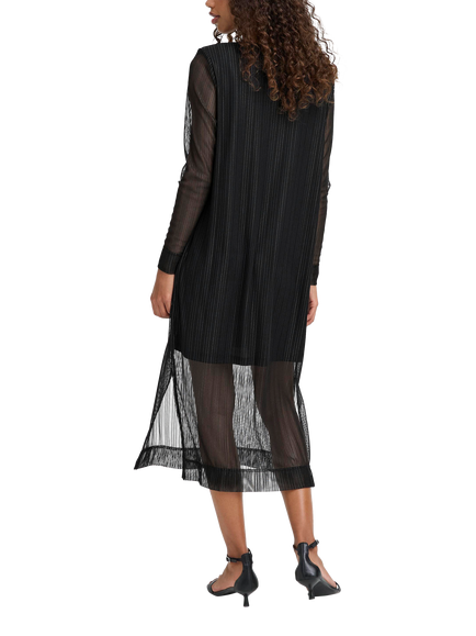 ICHI Laccy Pleated Shimmer Midi Dress, Black - view 2, Black