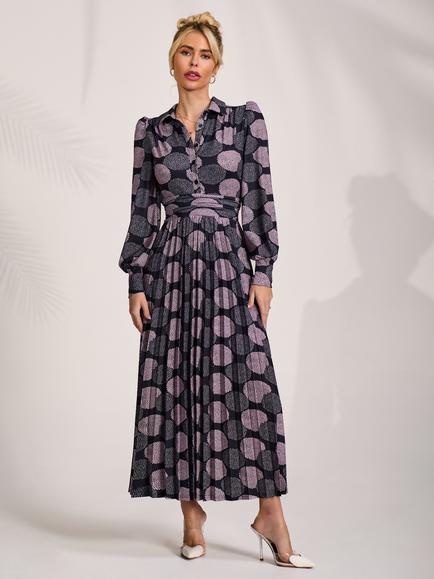 Jolie Moi Jersey Pleated Maxi Dress, Purple Multi