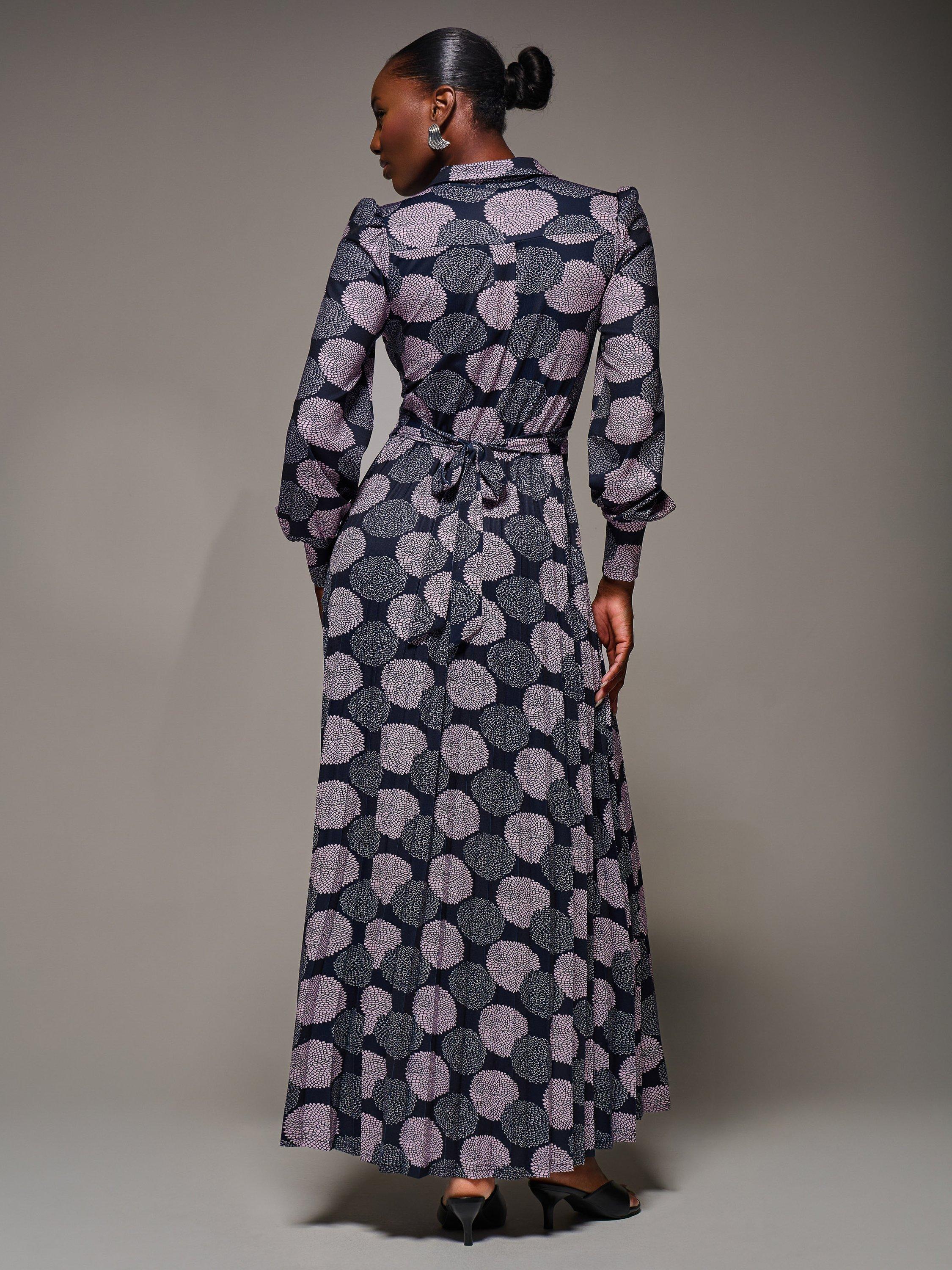 Product image 2 of 6, which shows Jolie Moi Jersey Pleated Maxi Dress, Purple Multi, 8