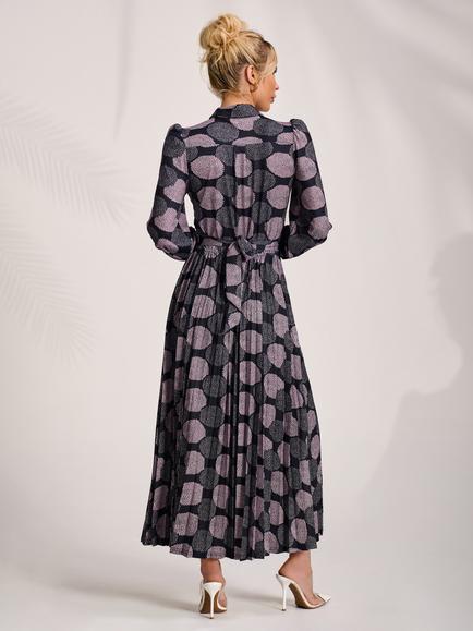Jolie Moi Jersey Pleated Maxi Dress - view 2, Purple Multi