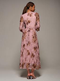 Jolie Moi Floral Lace Long Sleeve Maxi Dress - view 2, Pink Floral